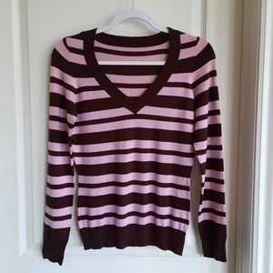 Striped V-Neck Pink Sweater
